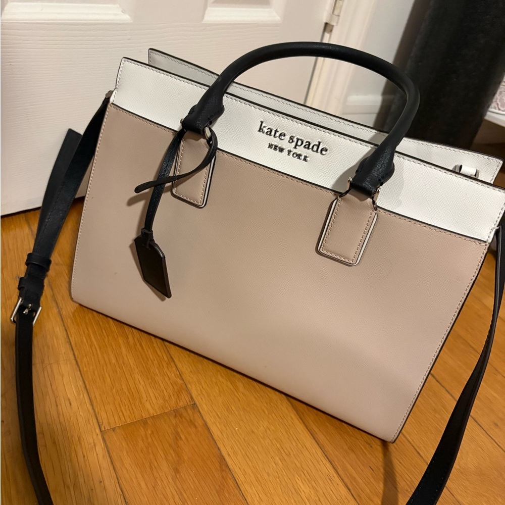 Kate Spade Cream and Black bag with satchel